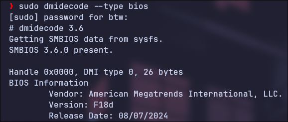 BIOS Version Example